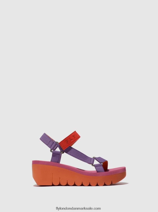 Fly London Kvinder velcro sandaler yefa726 X84ZLZ396 orange/violet (rosa)