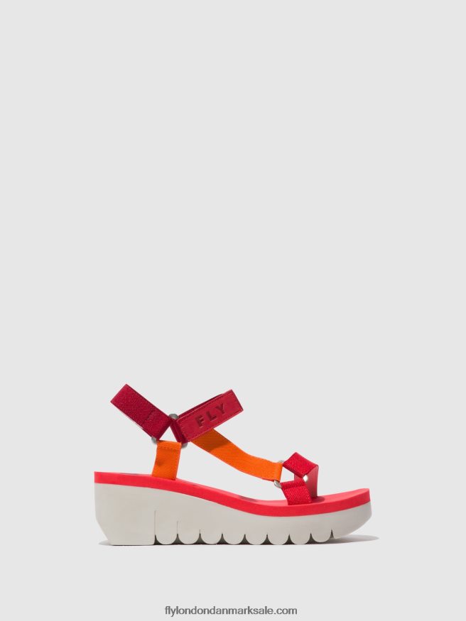 Fly London Kvinder velcro sandaler yefa726 X84ZLZ529 multi (rød)