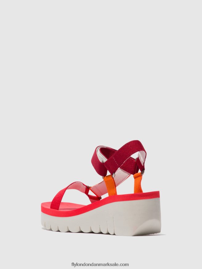 Fly London Kvinder velcro sandaler yefa726 X84ZLZ529 multi (rød)