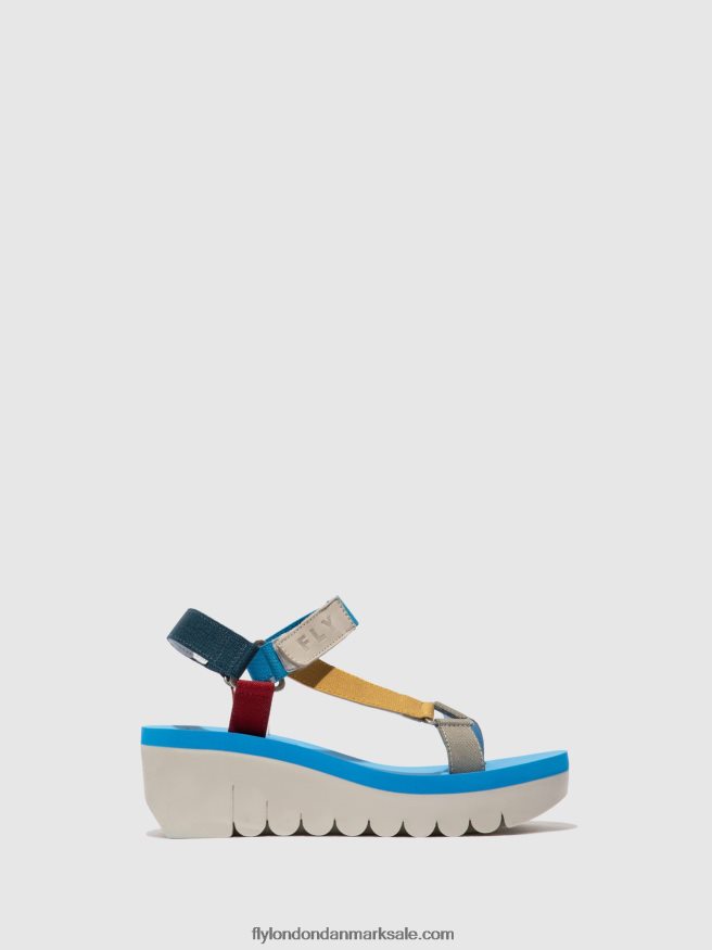 Fly London Kvinder velcro sandaler yefa726 X84ZLZ598 cupido multi (azurblå)