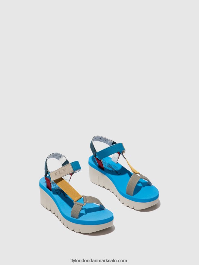 Fly London Kvinder velcro sandaler yefa726 X84ZLZ598 cupido multi (azurblå)