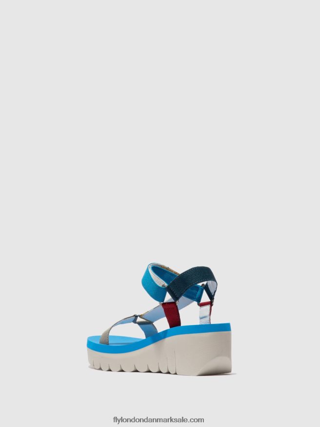 Fly London Kvinder velcro sandaler yefa726 X84ZLZ598 cupido multi (azurblå)