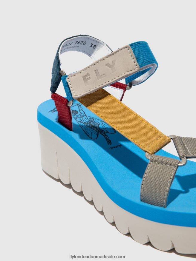 Fly London Kvinder velcro sandaler yefa726 X84ZLZ598 cupido multi (azurblå)