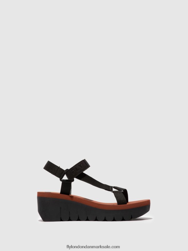 Fly London Kvinder velcro sandaler yefa726 X84ZLZ609 cupido sort (mursten)