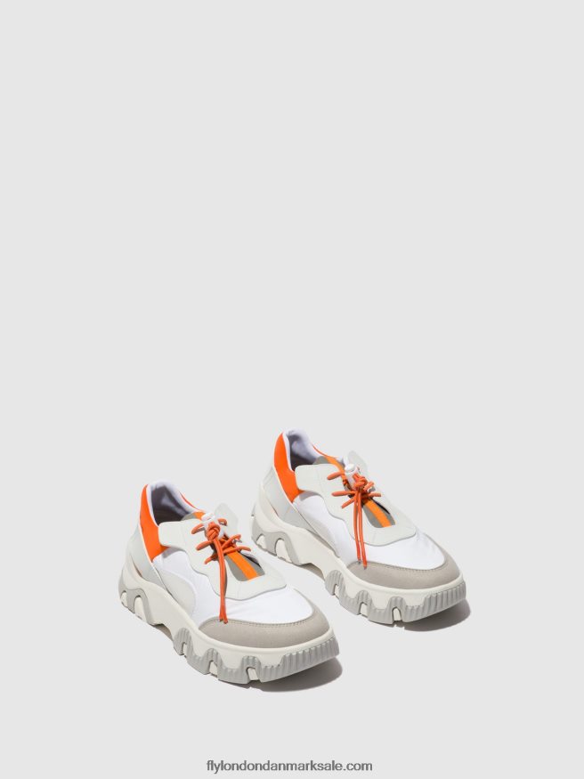 Fly London Kvinder elastiske sneakers fian634 X84ZLZ748 offwhite/koral