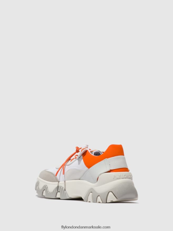 Fly London Kvinder elastiske sneakers fian634 X84ZLZ748 offwhite/koral