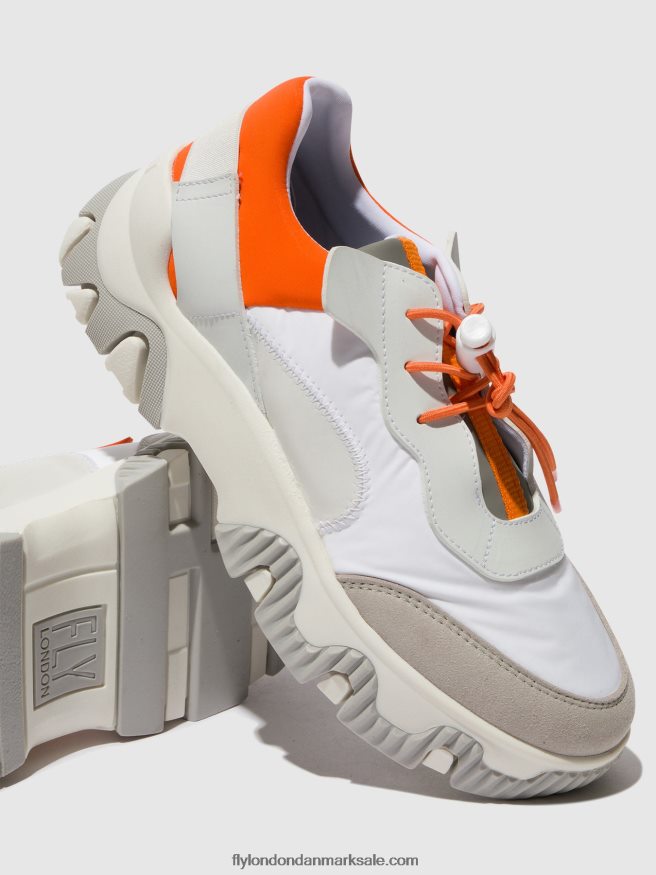 Fly London Kvinder elastiske sneakers fian634 X84ZLZ748 offwhite/koral