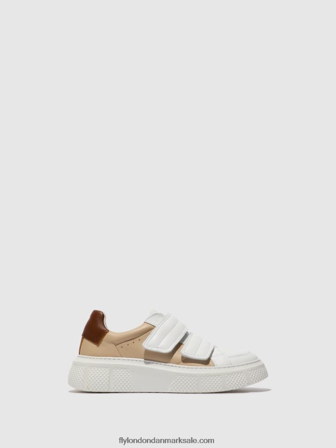 Fly London Kvinder velcro sneakers edda513 X84ZLZ751 hvid/beige/cognac