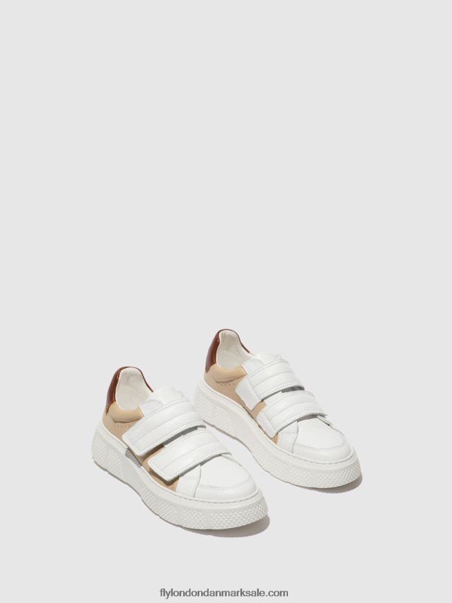 Fly London Kvinder velcro sneakers edda513 X84ZLZ751 hvid/beige/cognac