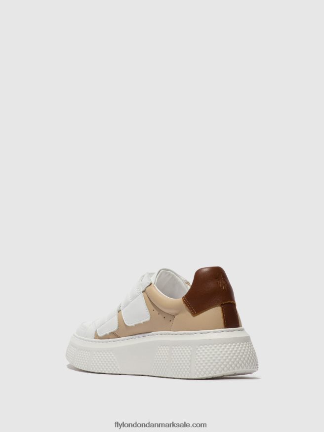 Fly London Kvinder velcro sneakers edda513 X84ZLZ751 hvid/beige/cognac