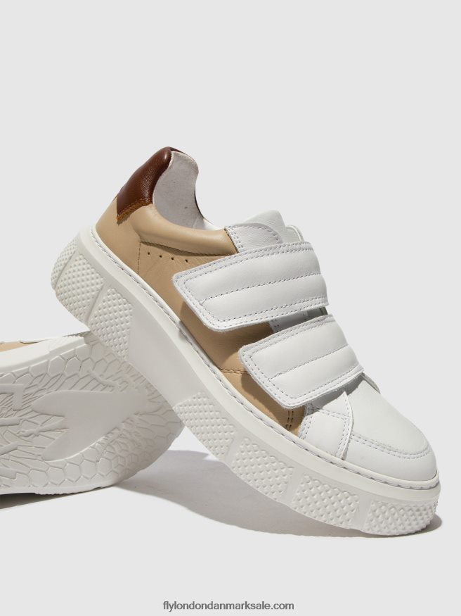 Fly London Kvinder velcro sneakers edda513 X84ZLZ751 hvid/beige/cognac