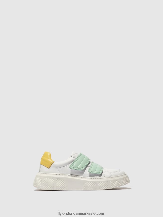 Fly London Kvinder velcro sneakers edda513 X84ZLZ755 hvid/mynt/gul