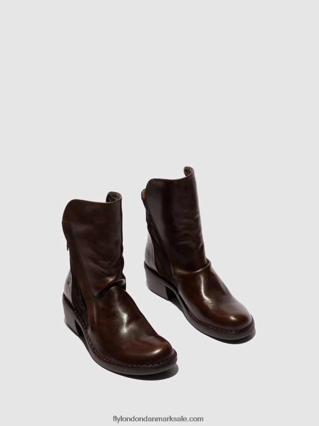 Fly London Kvinder ankelstøvler med lynlås mely074 X84ZLZ172 tæppe/oliesuede dk brun/expresso