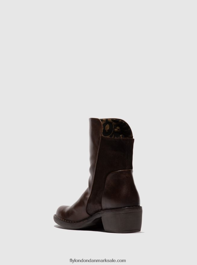 Fly London Kvinder ankelstøvler med lynlås mely074 X84ZLZ172 tæppe/oliesuede dk brun/expresso