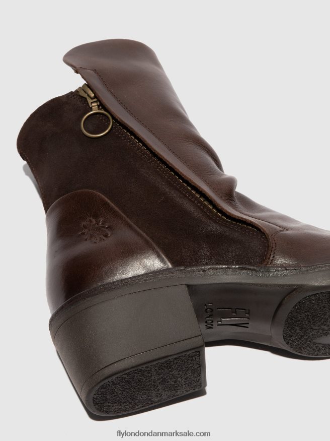 Fly London Kvinder ankelstøvler med lynlås mely074 X84ZLZ172 tæppe/oliesuede dk brun/expresso