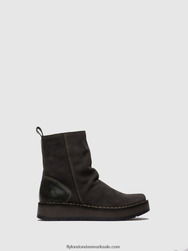 Fly London Kvinder ankelstøvler med lynlås reno053 X84ZLZ249 olieruskind/tæppe diesel