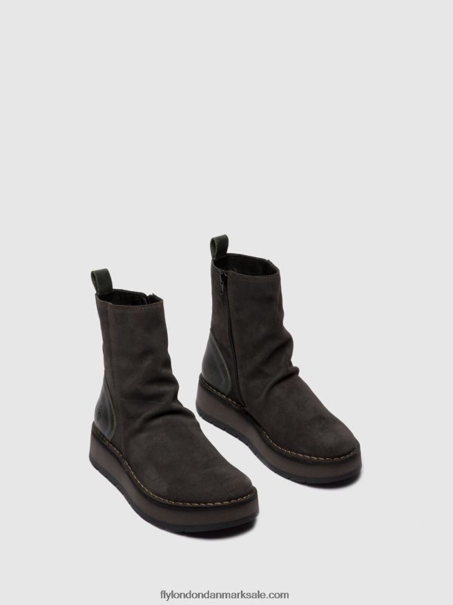 Fly London Kvinder ankelstøvler med lynlås reno053 X84ZLZ249 olieruskind/tæppe diesel
