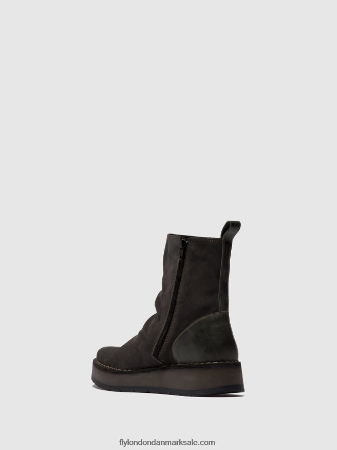 Fly London Kvinder ankelstøvler med lynlås reno053 X84ZLZ249 olieruskind/tæppe diesel