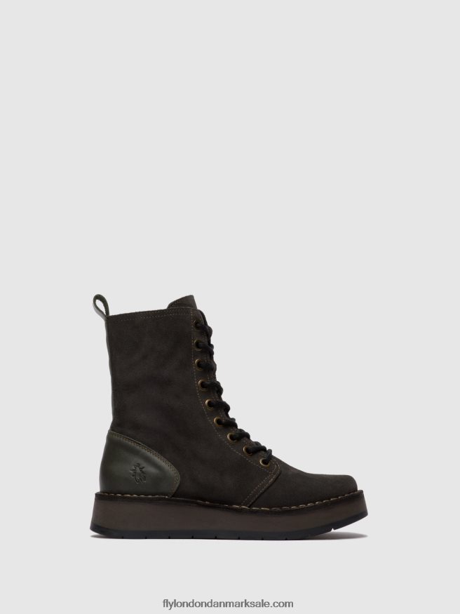 Fly London Kvinder ankelstøvler med snøre rami043 X84ZLZ247 olieruskind/tæppe diesel