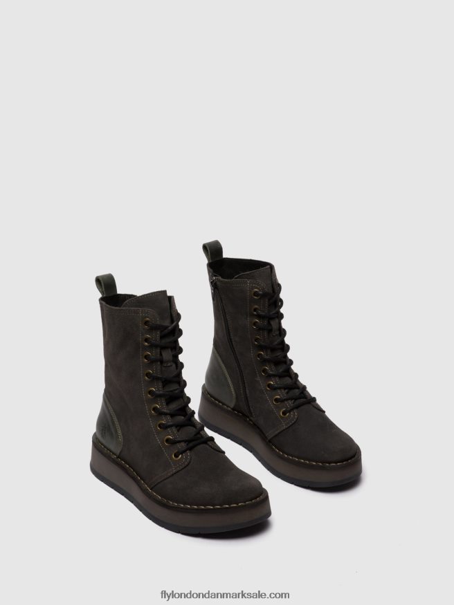 Fly London Kvinder ankelstøvler med snøre rami043 X84ZLZ247 olieruskind/tæppe diesel