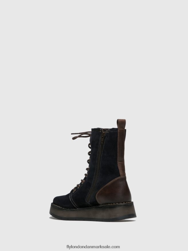 Fly London Kvinder ankelstøvler med snøre rami043 X84ZLZ258 oliesuede/tæppe navy/dk.brown