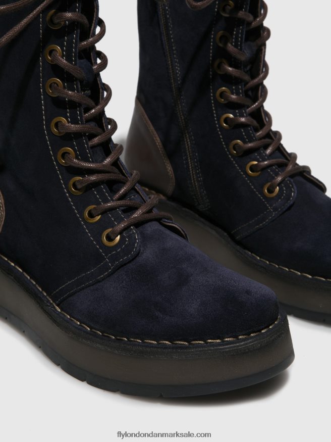 Fly London Kvinder ankelstøvler med snøre rami043 X84ZLZ258 oliesuede/tæppe navy/dk.brown