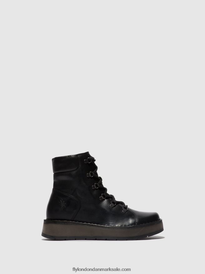 Fly London Kvinder ankelstøvler med snøre roxy094 X84ZLZ87 sort