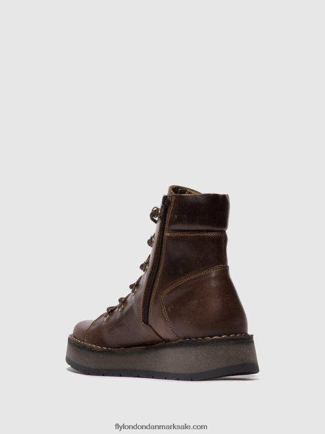 Fly London Kvinder ankelstøvler med snøre roxy094 X84ZLZ88 dk. Brun
