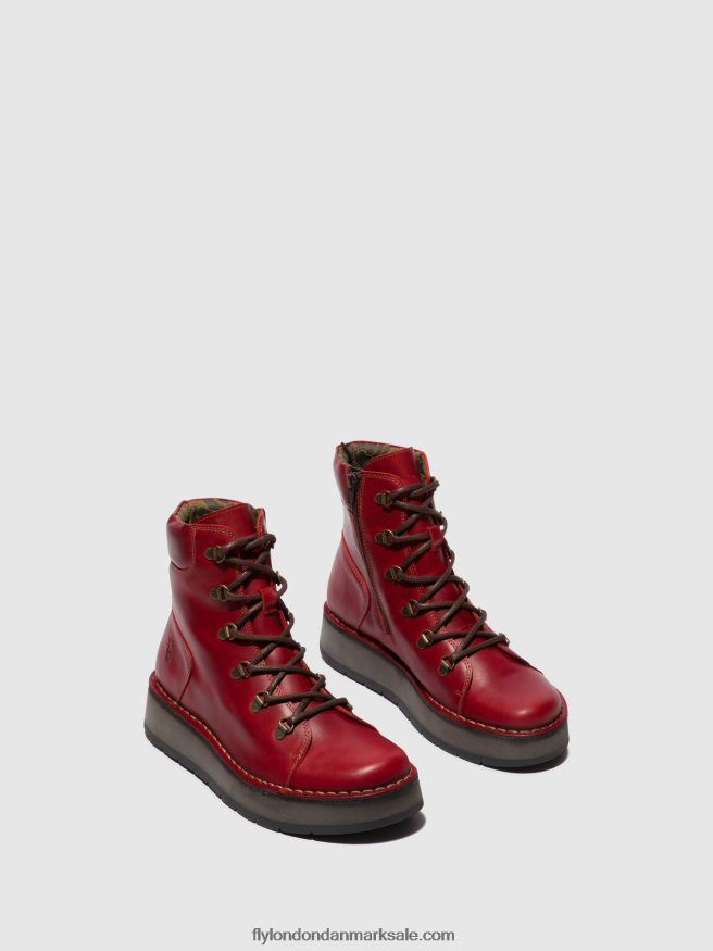 Fly London Kvinder ankelstøvler med snøre roxy094 X84ZLZ90 rød