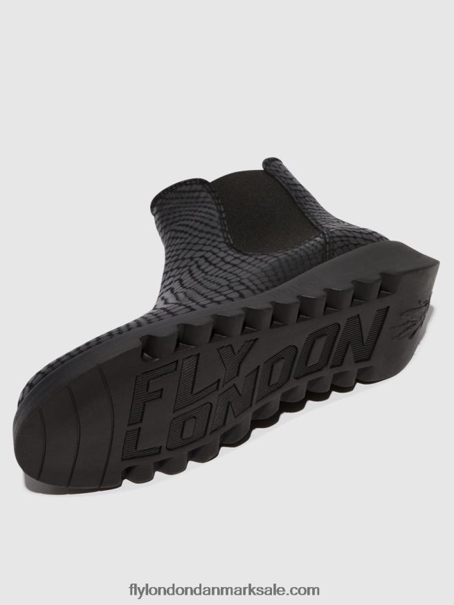 Fly London Kvinder chelsea ankelstøvler X84ZLZ14 salv kroko sort