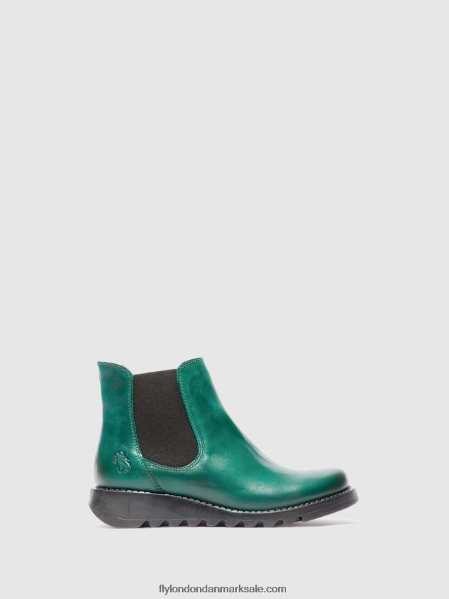 Fly London Kvinder chelsea ankelstøvler X84ZLZ215 salv tæppe shamrock green (sort elastik)