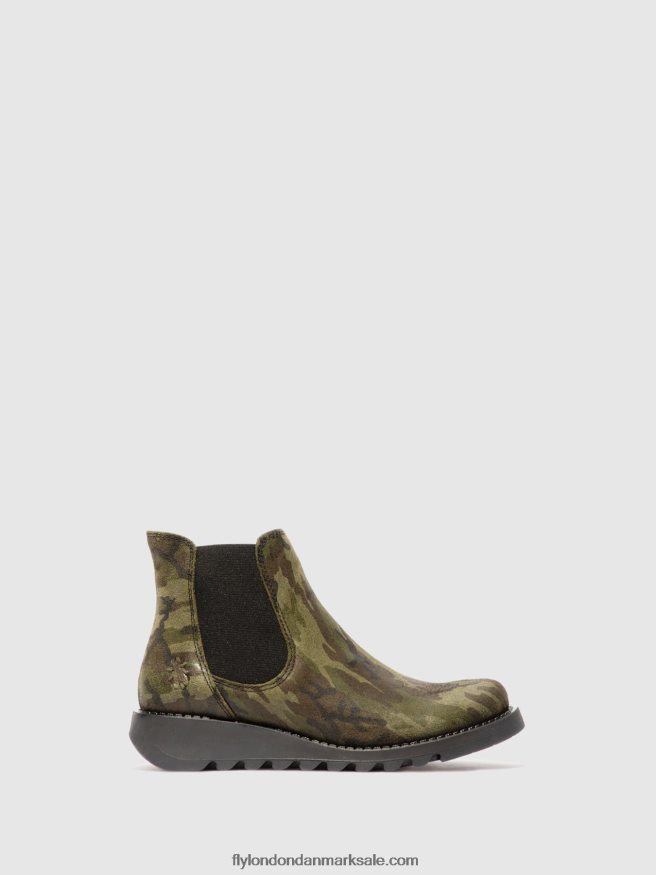 Fly London Kvinder chelsea ankelstøvler X84ZLZ218 salv camouflage militærgrøn