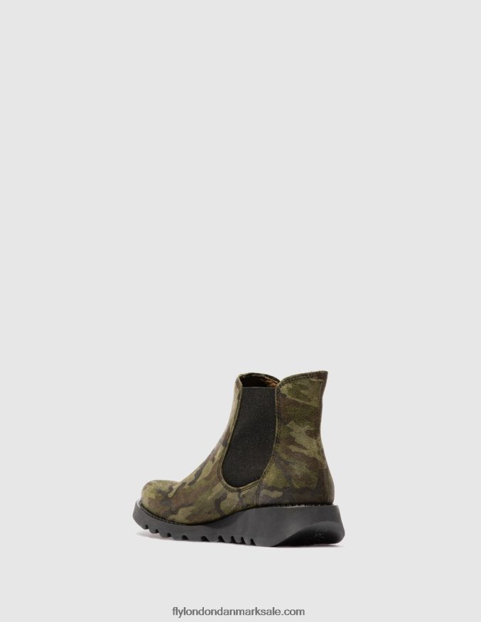 Fly London Kvinder chelsea ankelstøvler X84ZLZ218 salv camouflage militærgrøn