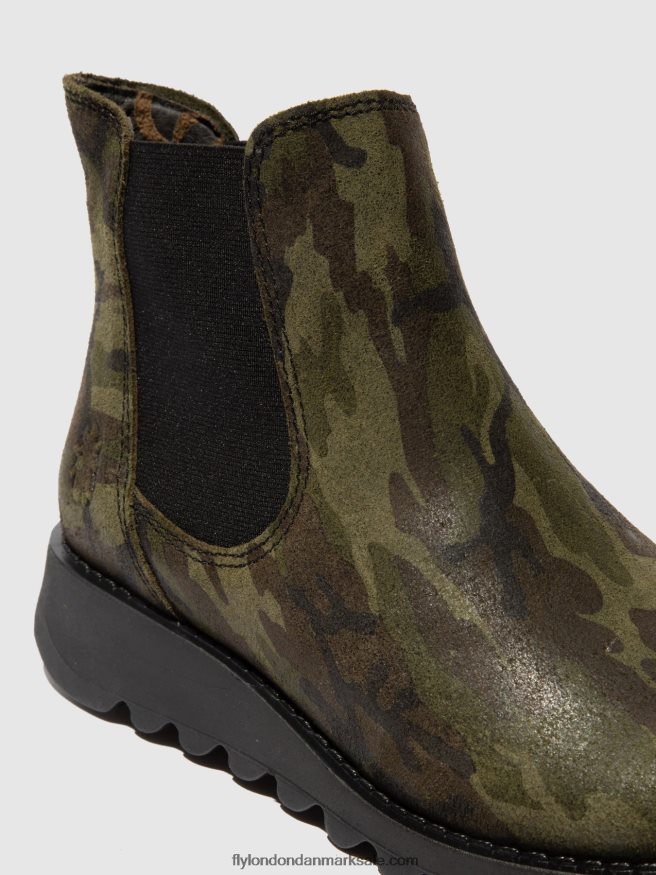 Fly London Kvinder chelsea ankelstøvler X84ZLZ218 salv camouflage militærgrøn
